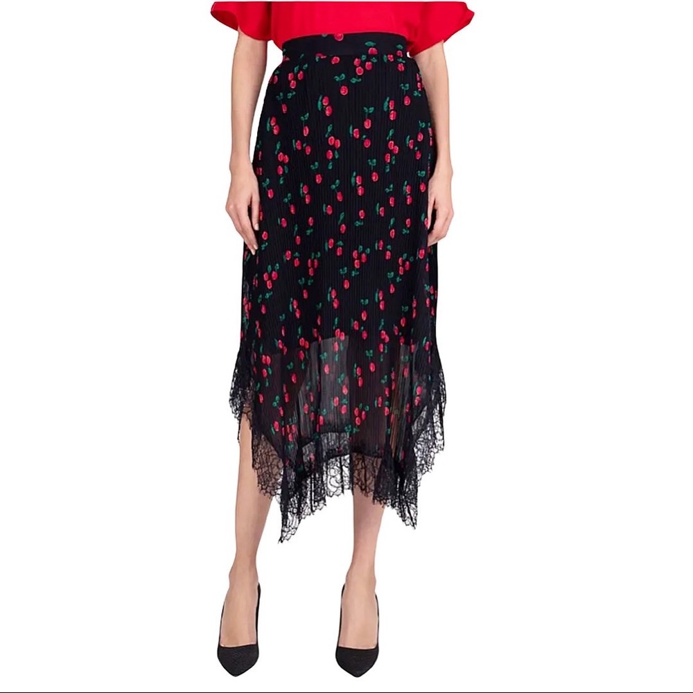 THE KOOPLES | Naive Cherry Print Pleated Skirt
